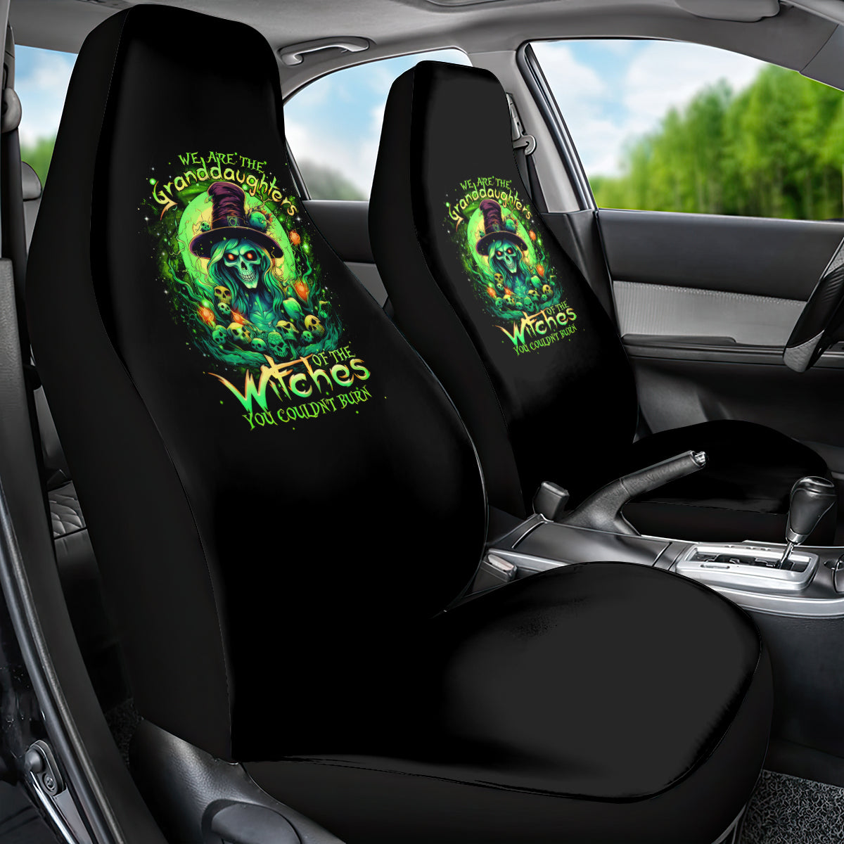 Witch Skull Car Seat Cover We Are The Granddaughters Of The Witches - Wonder Print Shop