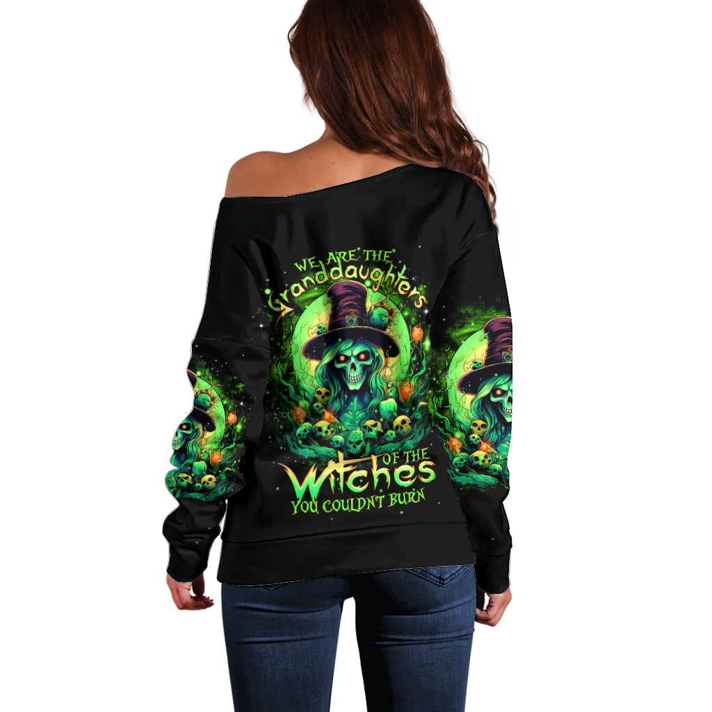 Witch Skull Off Shoulder Sweater We Are The Granddaughters Of The Witches - Wonder Print Shop