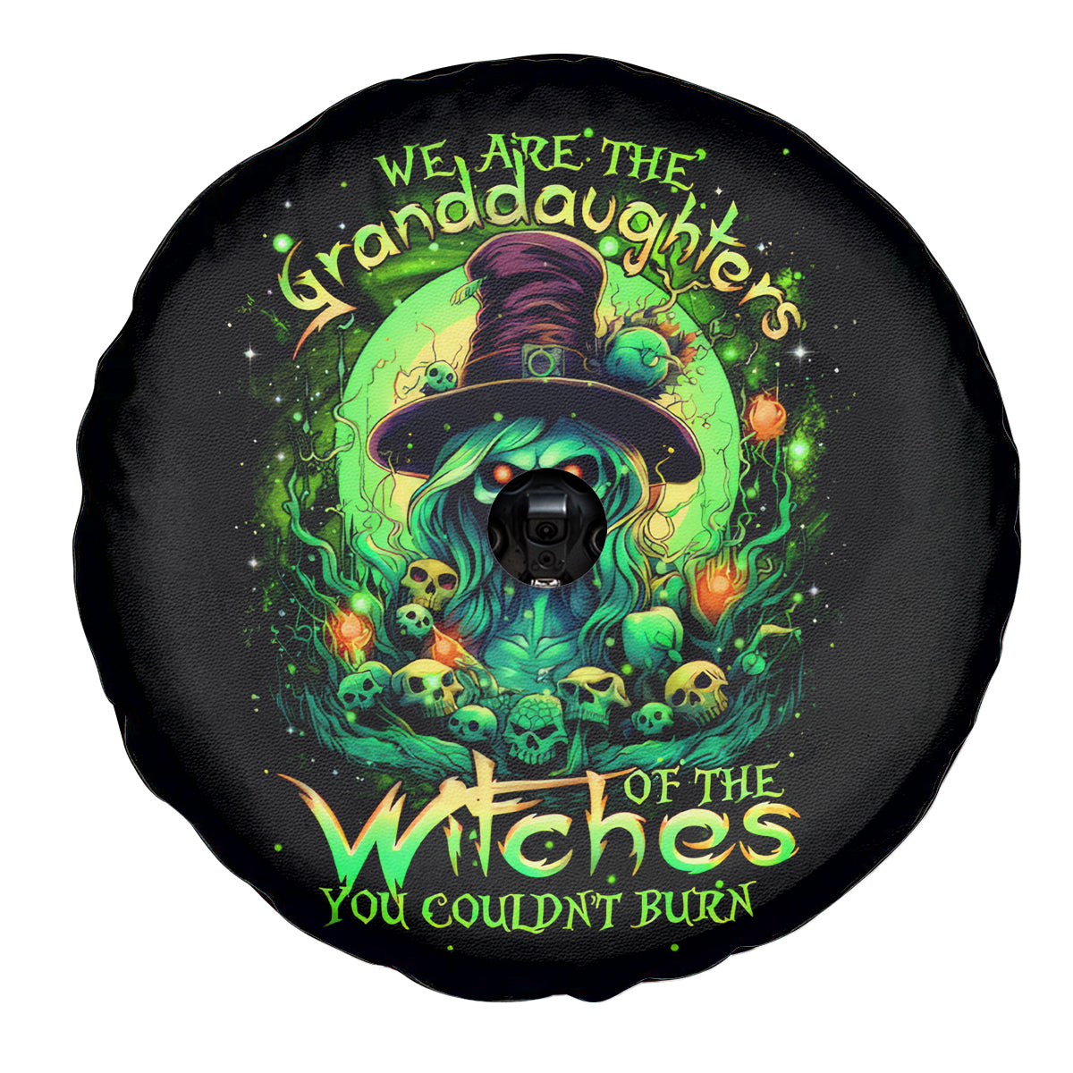 Witch Skull Spare Tire Cover We Are The Granddaughters Of The Witches - Wonder Print Shop