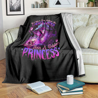 Black blanket with purple witch portrait, skull, and Wicked Witch Princess lettering