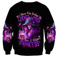 Black unisex sweatshirt with purple witch skull graphic and Wicked text