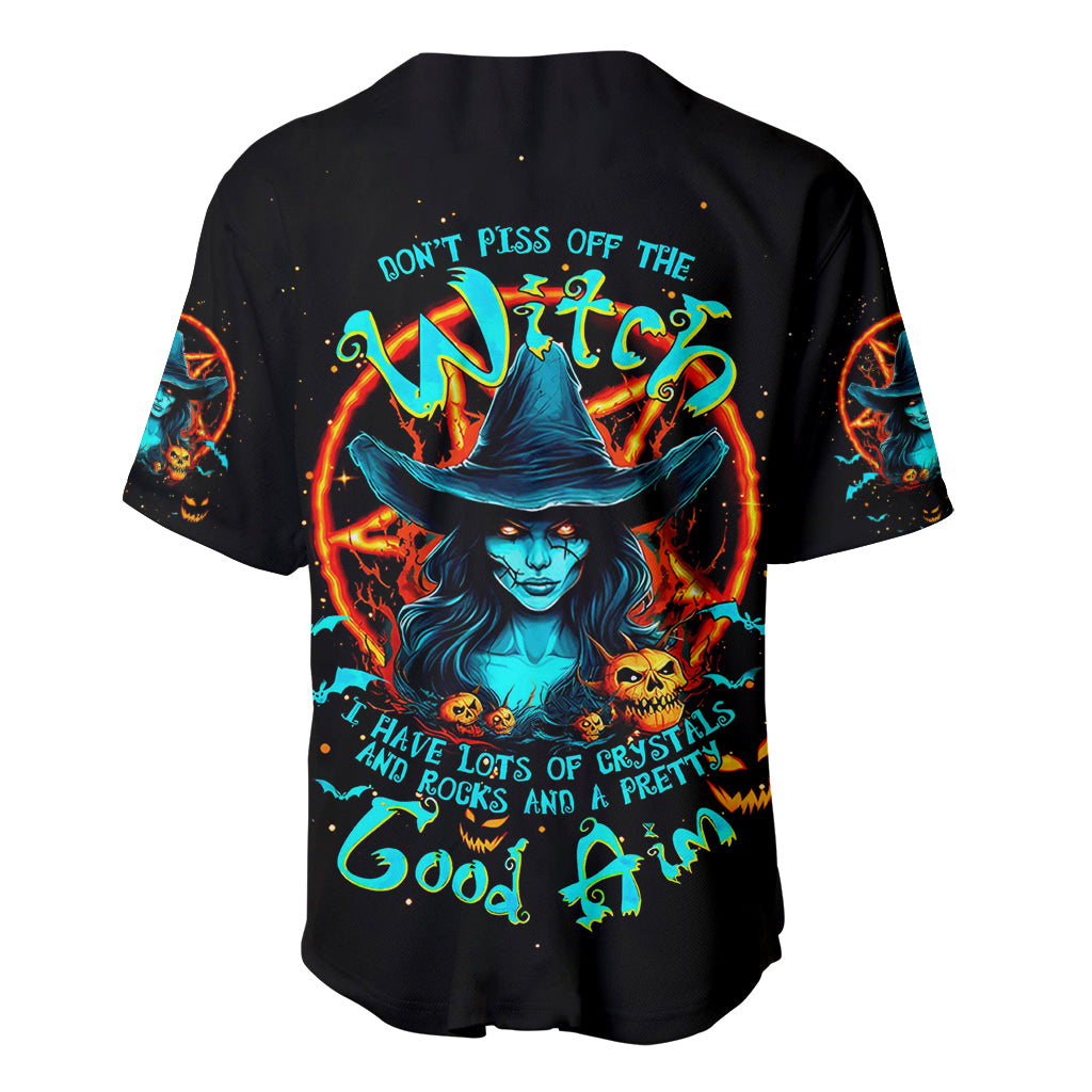 Witch Skull Baseball Jersey Don't Pss Off The Witch - Wonder Print Shop