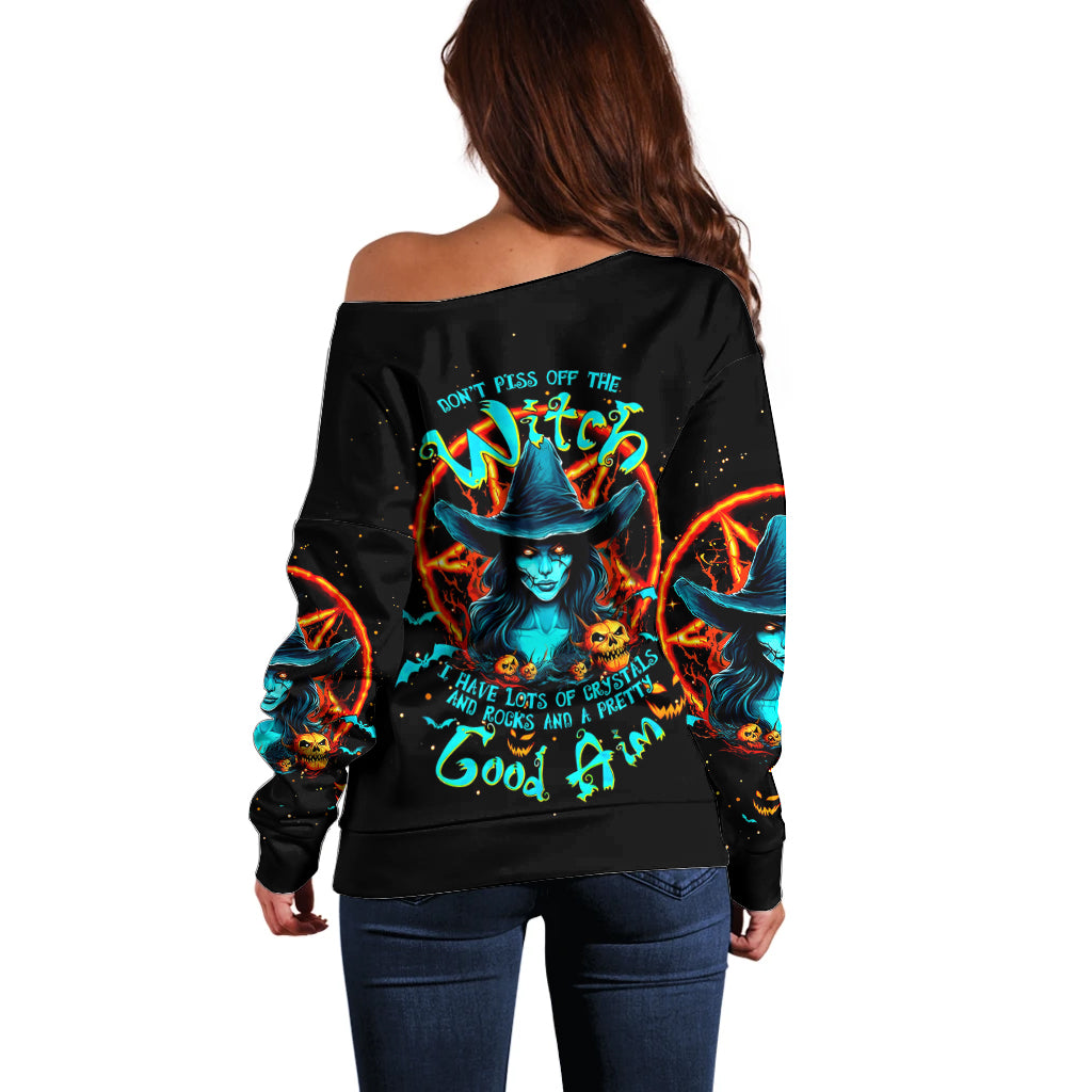 Witch Skull Off Shoulder Sweater Don't Pss Off The Witch - Wonder Print Shop