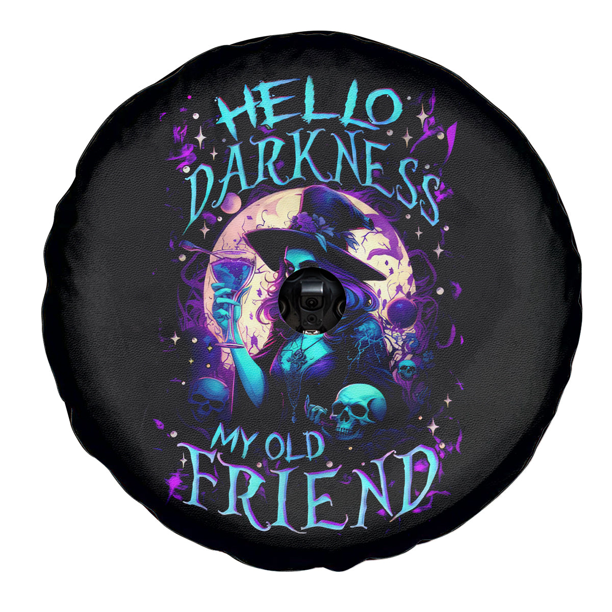 Witch Skull Spare Tire Cover Hello Darkness My Old Friend - Wonder Print Shop