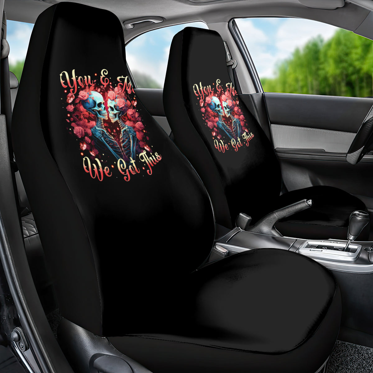 Couple Skull Car Seat Cover You & Me We Got This - Wonder Print Shop