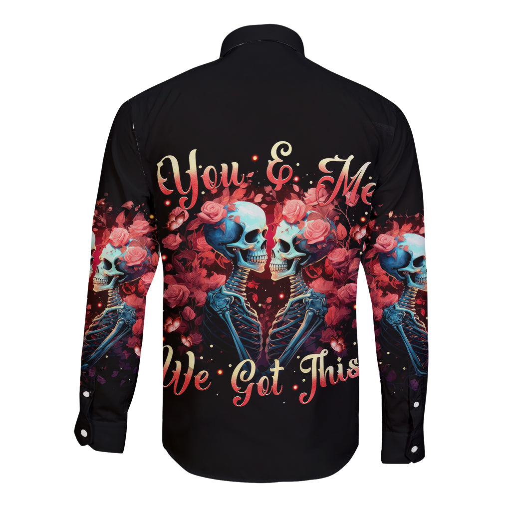 Couple Skull Long Sleeve Button Shirt You & Me We Got This - Wonder Print Shop