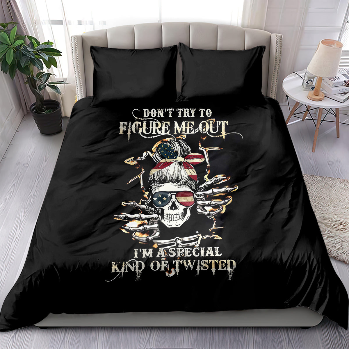 Girl Skull Bedding Set Don't Try To Figured Me Out I Special Kind - Wonder Print Shop