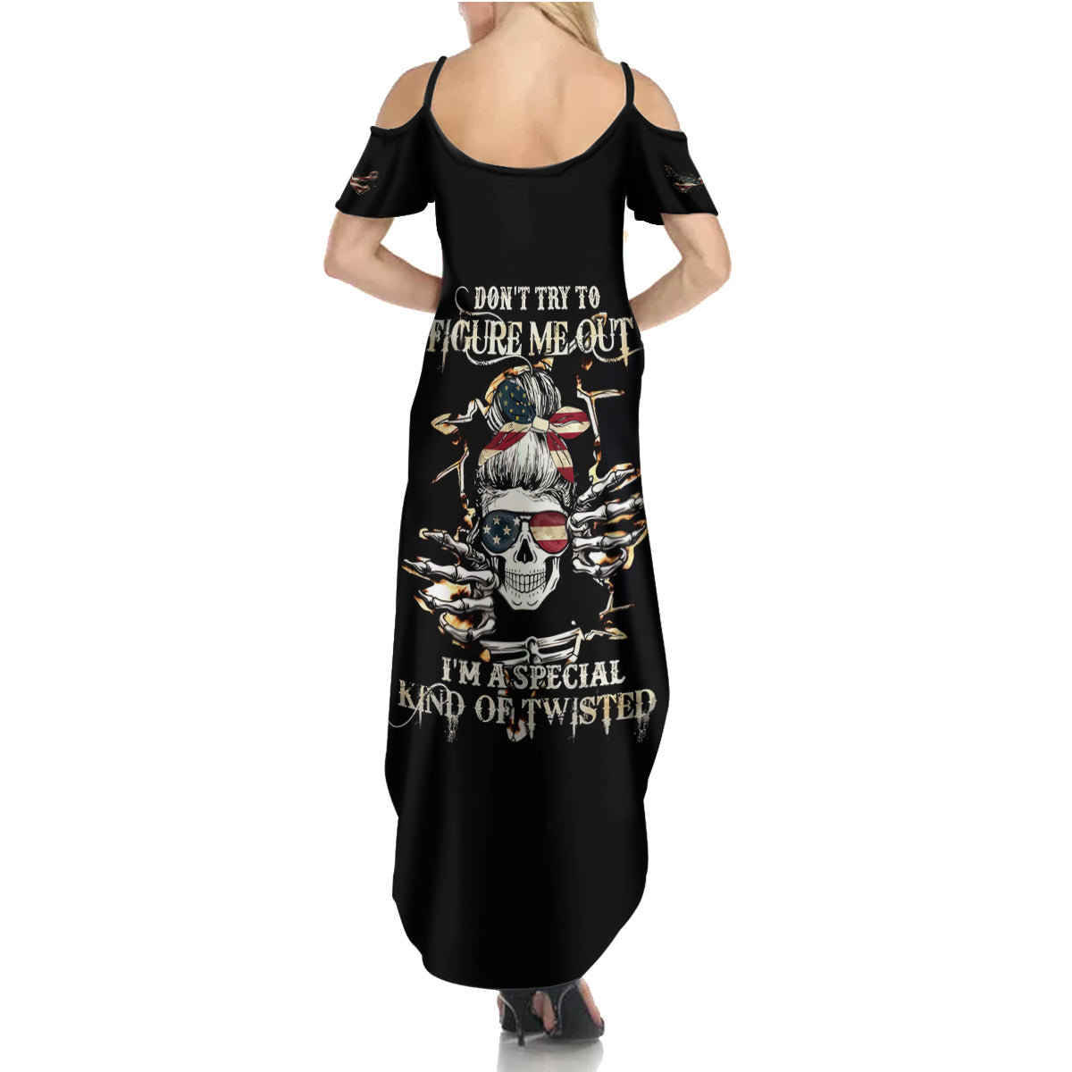 American Skull Summer Maxi Dress I Talk I Smile But Be Carefull When I Silent DT01