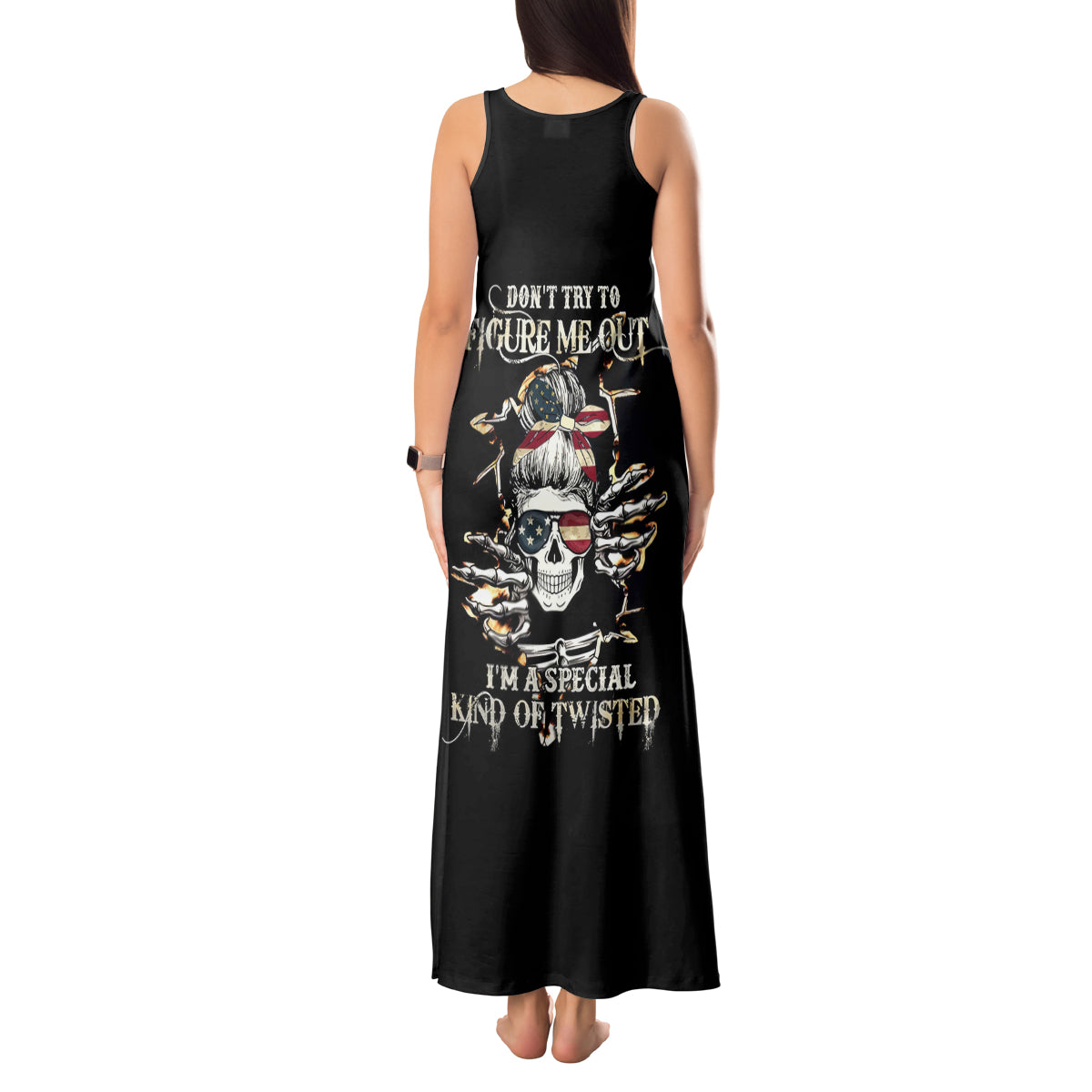 American Skull Tank Maxi Dress I Talk I Smile But Be Carefull When I Silent DT01