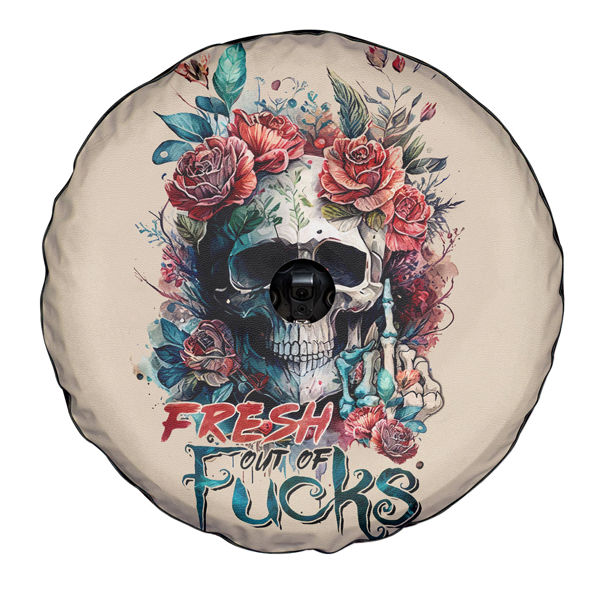 Flower Skull Spare Tire Cover Fresh Out Of Fuck - Wonder Print Shop