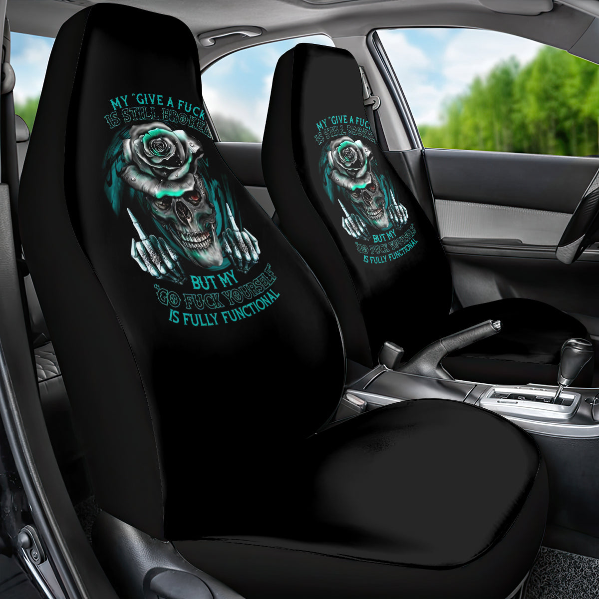 Rose Skull Car Seat Cover Go Fuck Yourself Is Fully Functional - Wonder Print Shop