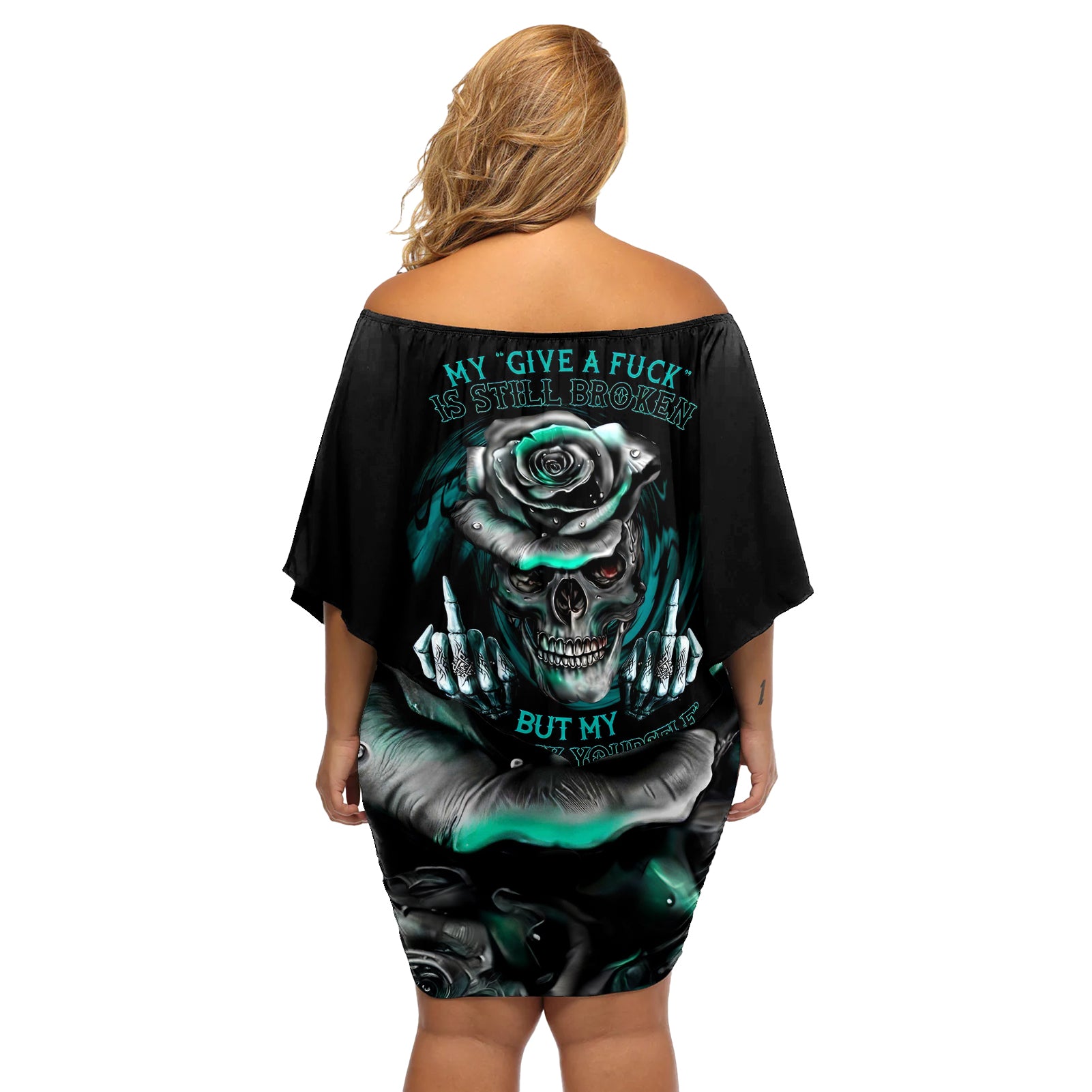 Blood Skull Off Shoulder Short Dress I Hold A Angel And Crazy Lady It Your Choice - Wonder Print Shop