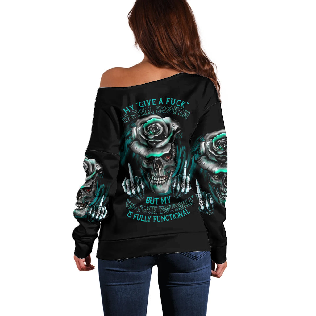 Blood Skull Off Shoulder Sweater I Hold A Angel And Crazy Lady It Your Choice - Wonder Print Shop