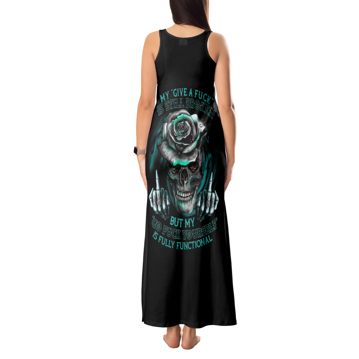 Blood Skull Tank Maxi Dress I Hold A Angel And Crazy Lady It Your Choice DT01