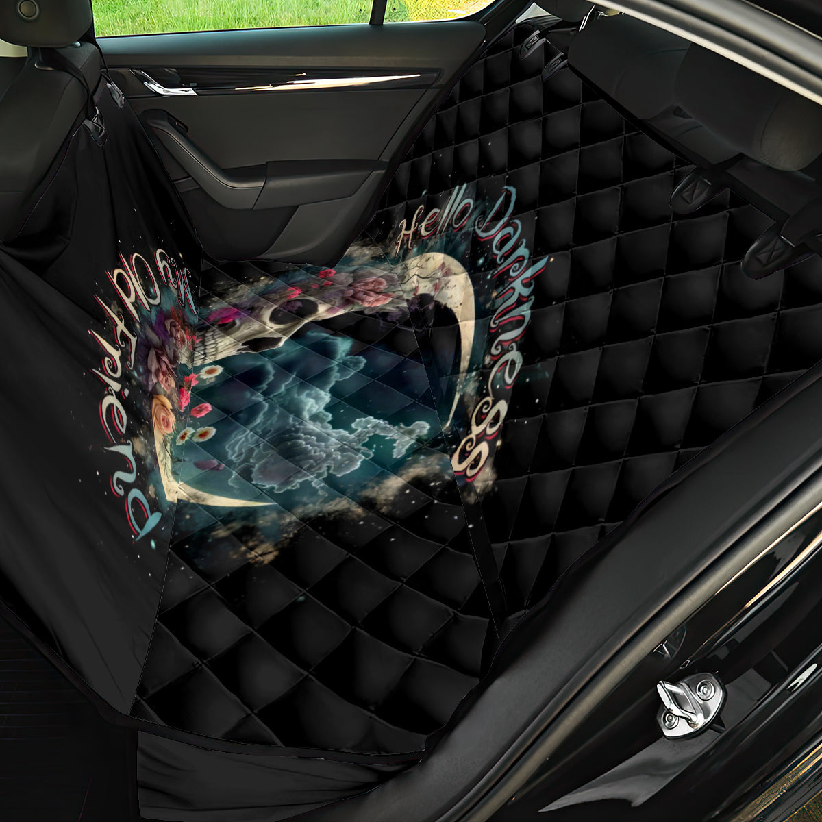 Moon Skull Back Car Seat Cover Hello Darkness My Old Friend Moon - Wonder Print Shop