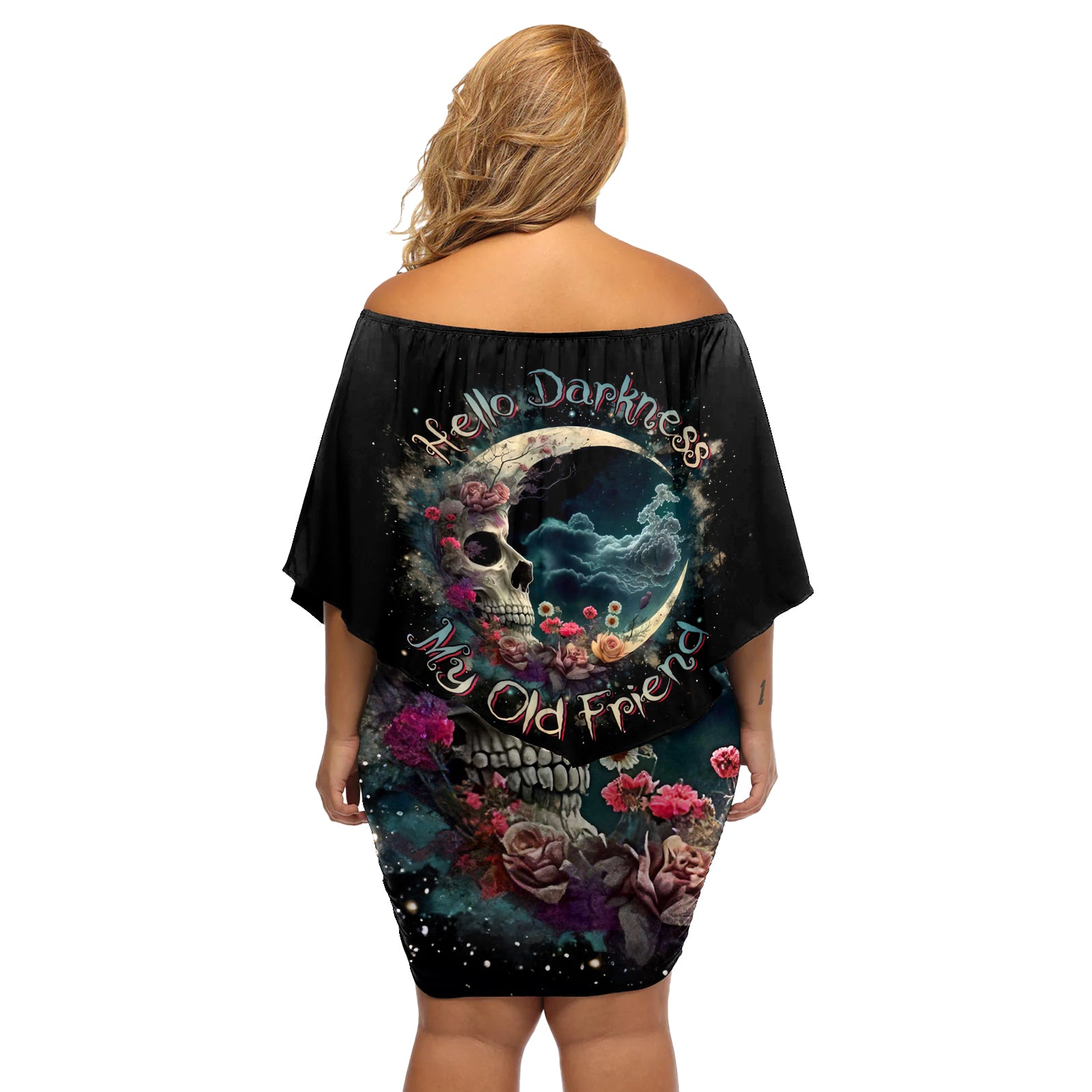 Blood Skull Off Shoulder Short Dress You Got My Back I Got Your Rest Of Your Life - Wonder Print Shop