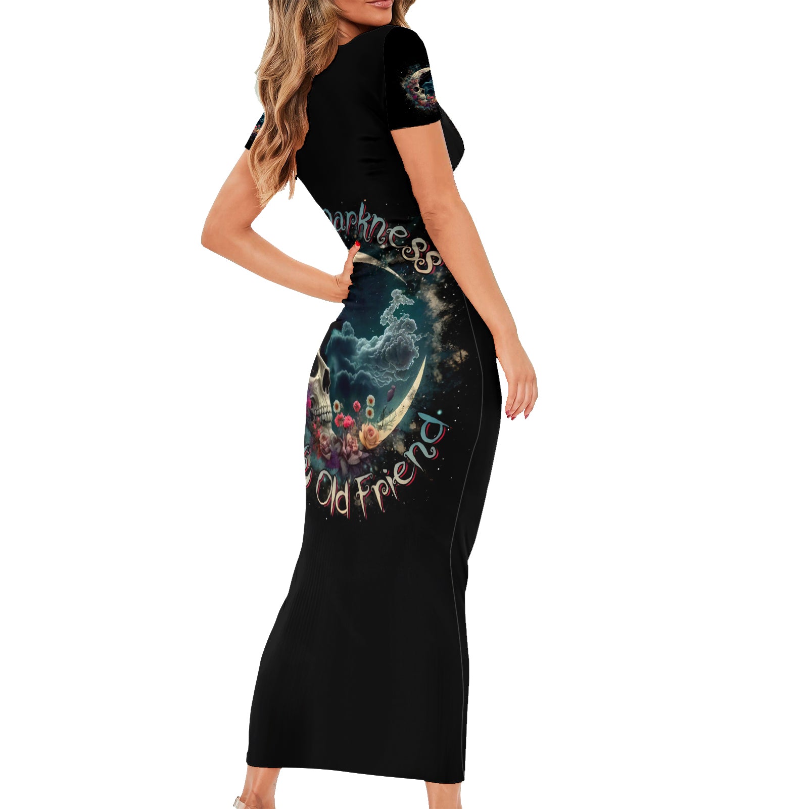 Blood Skull Short Sleeve Bodycon Dress You Got My Back I Got Your Rest Of Your Life DT01