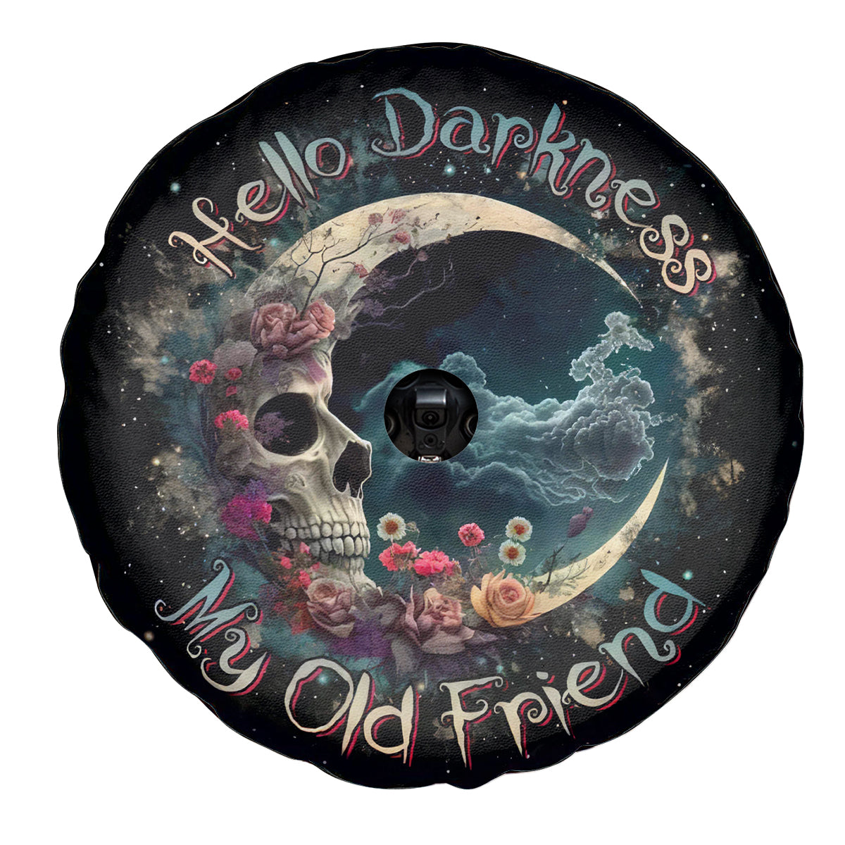 Moon Skull Spare Tire Cover Hello Darkness My Old Friend Moon - Wonder Print Shop