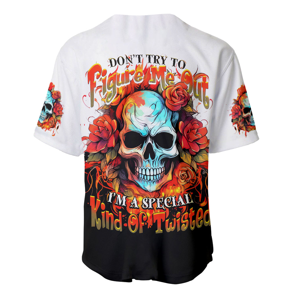 Flower Skull Baseball Jersey Don't Try To Figured Me Out I Special Kind Fire Flower - Wonder Print Shop