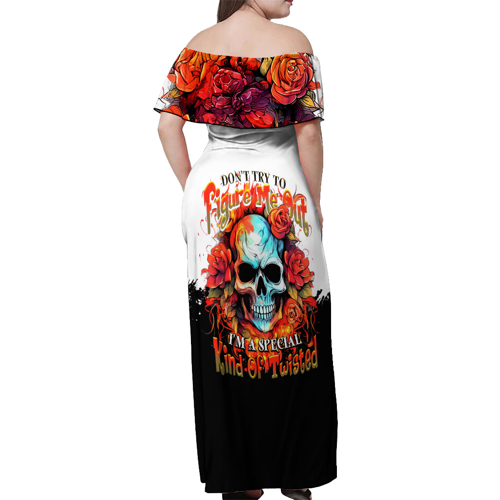 Death Skull Off Shoulder Maxi Dress I Never Alone My Demon With Me 24/7 - Wonder Print Shop