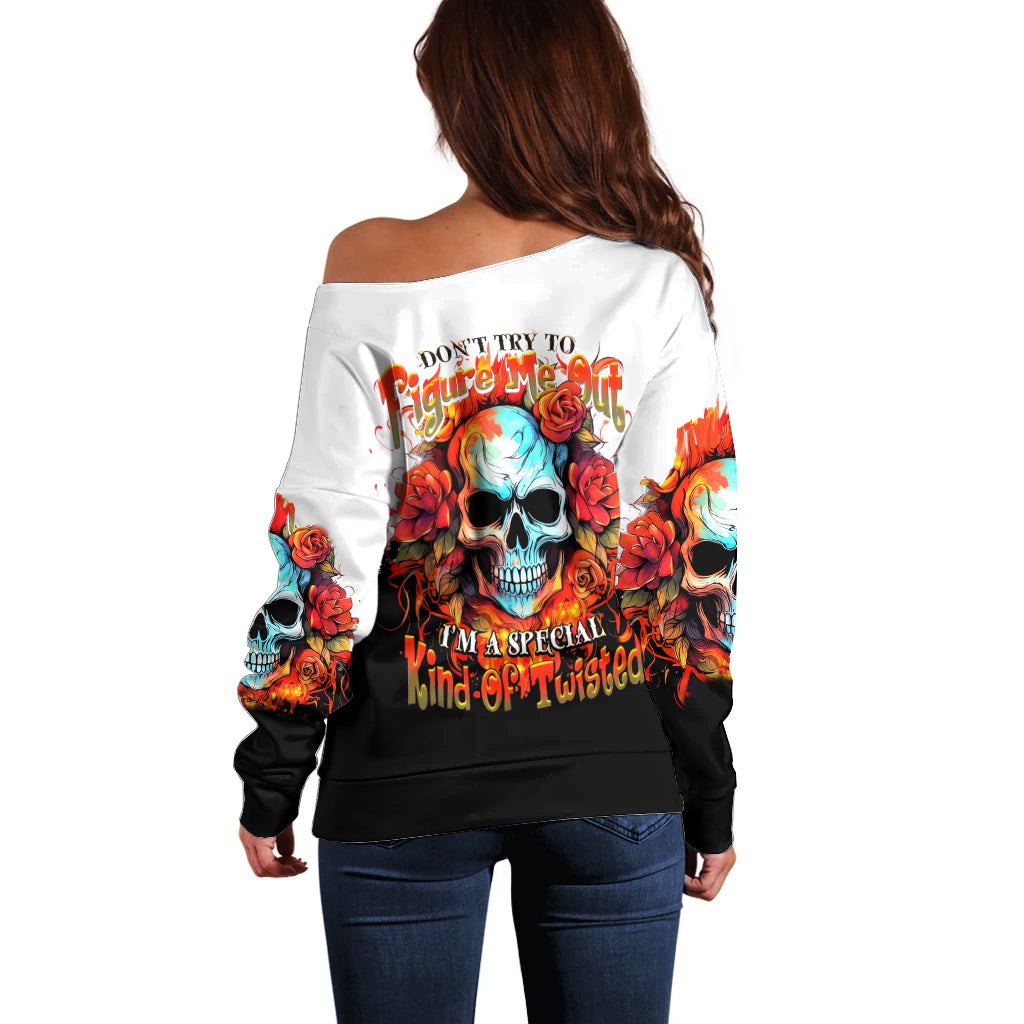 Death Skull Off Shoulder Sweater I Never Alone My Demon With Me 24/7 - Wonder Print Shop