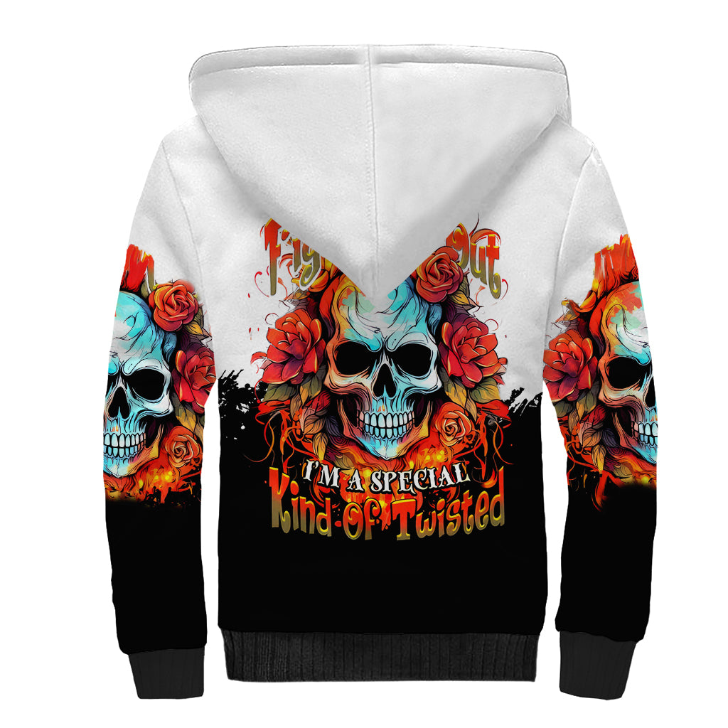 Death Skull Sherpa Hoodie I Never Alone My Demon With Me 24/7 - Wonder Print Shop