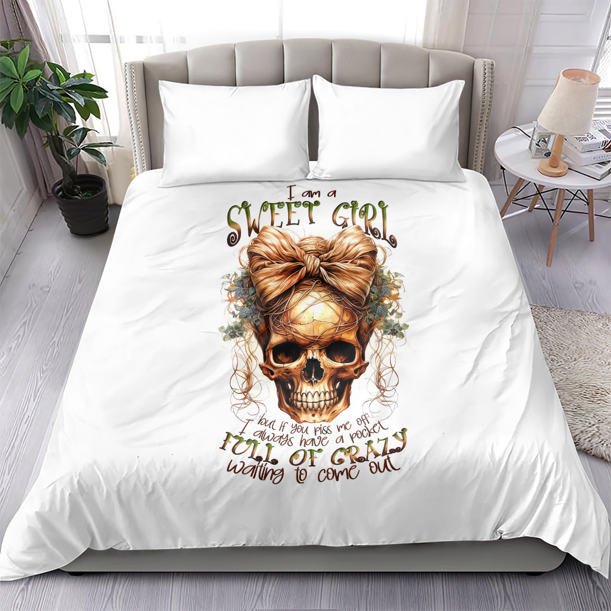 Girl Skull Bedding Set I Sweet Girl Full Of Crazy - Wonder Print Shop