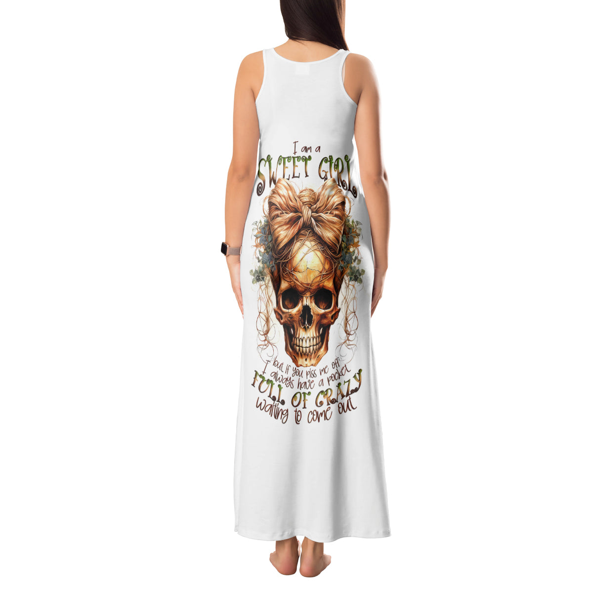 Devil Skull Tank Maxi Dress I Never Alone My Demon With Me 24/7 - Wonder Print Shop