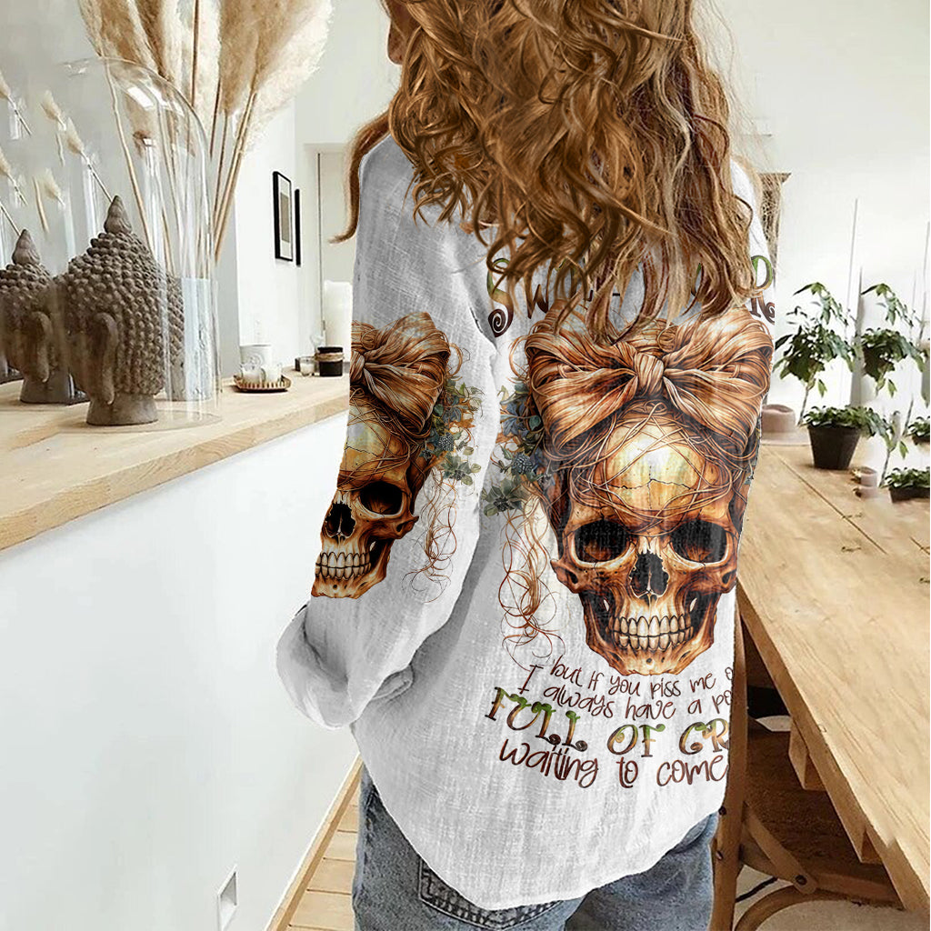 Devil Skull Women Casual Shirt I Never Alone My Demon With Me 24/7 DT01