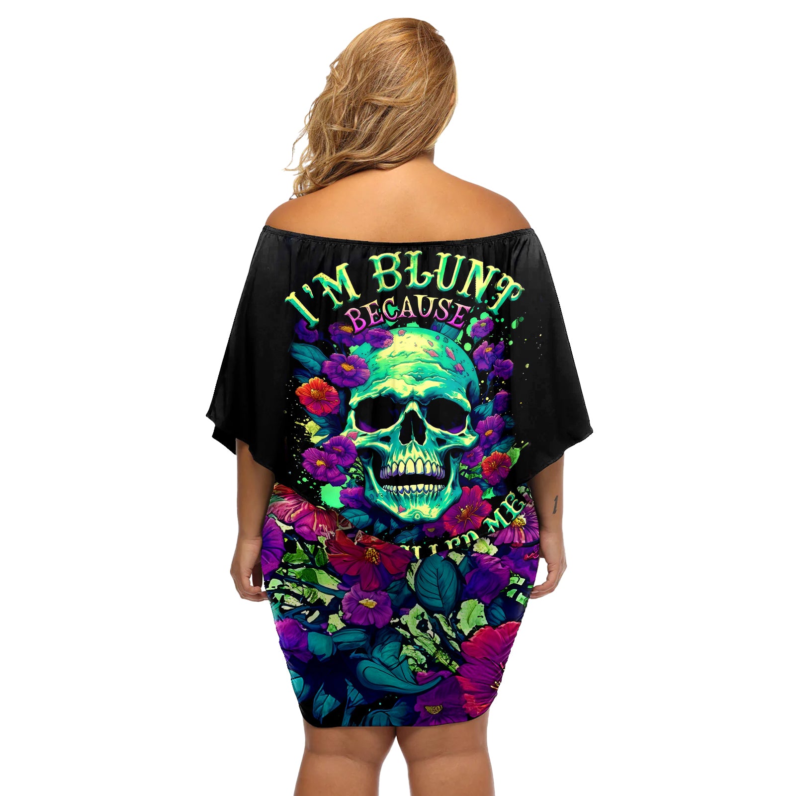 Devil Skull Off Shoulder Short Dress It's Not How Crazy Iam But Enjoy It Make Me Dangerous - Wonder Print Shop