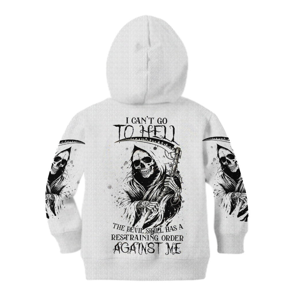 Skull Reaper Kid Hoodie I Can't Go To Hell Devil Restrainning Order Against Me - Wonder Print Shop