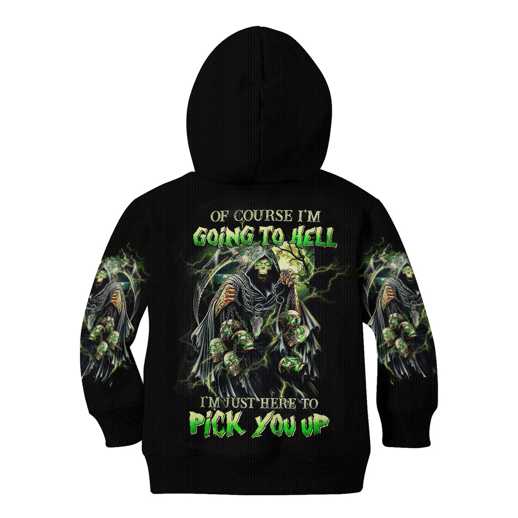 Skull Reaper Kid Hoodie I Going To Hell Just Pick You Up - Wonder Print Shop