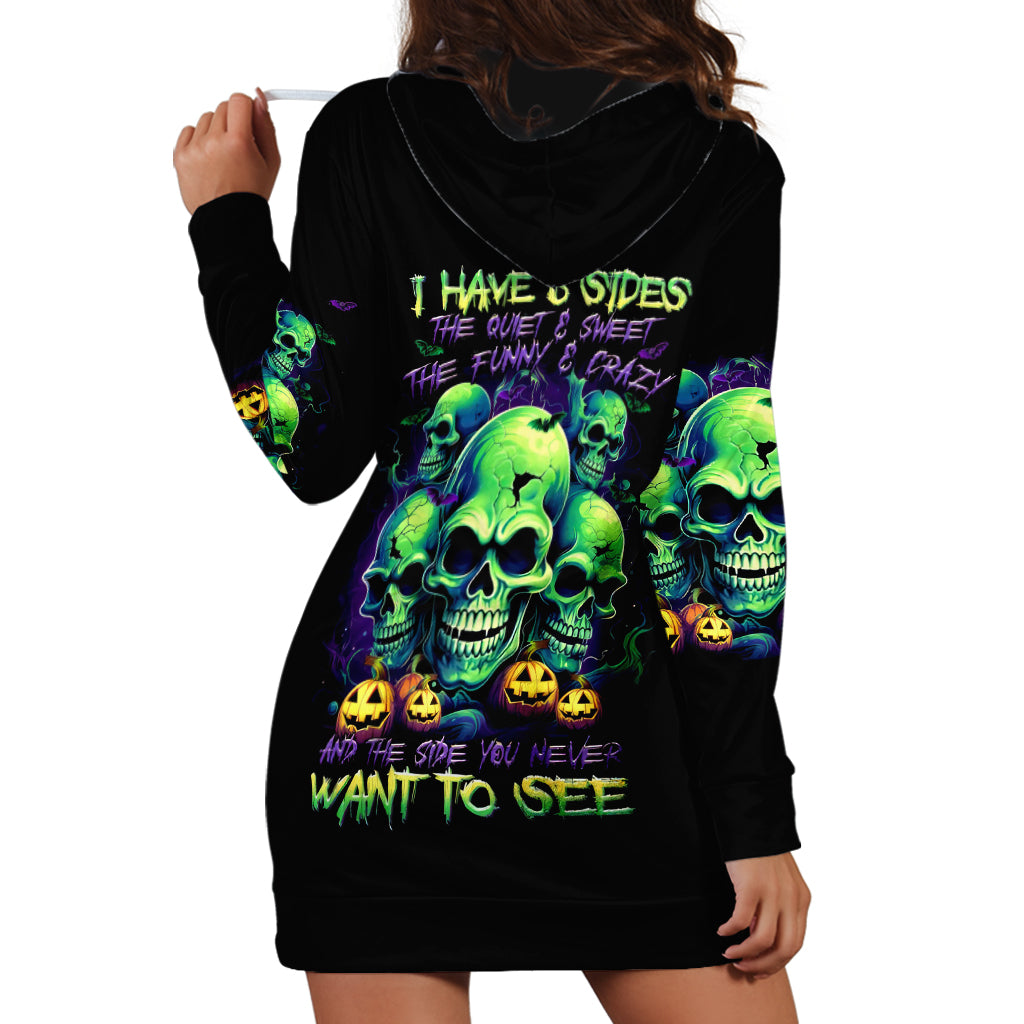 Skull Pumpkin Hoodie Dress I Have Three Side Quite Funny And Side You Never Want - Wonder Print Shop