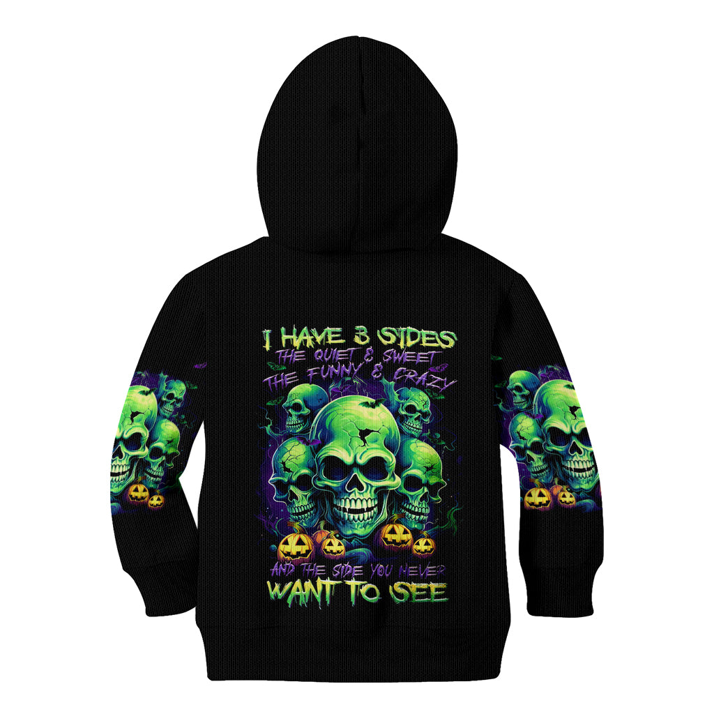 Skull Pumpkin Kid Hoodie I Have Three Side Quite Funny And Side You Never Want - Wonder Print Shop