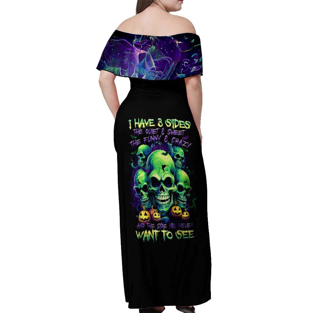 Flower Skull Off Shoulder Maxi Dress Don't Try To Figured Me Out I Special Kind Fire Flower - Wonder Print Shop