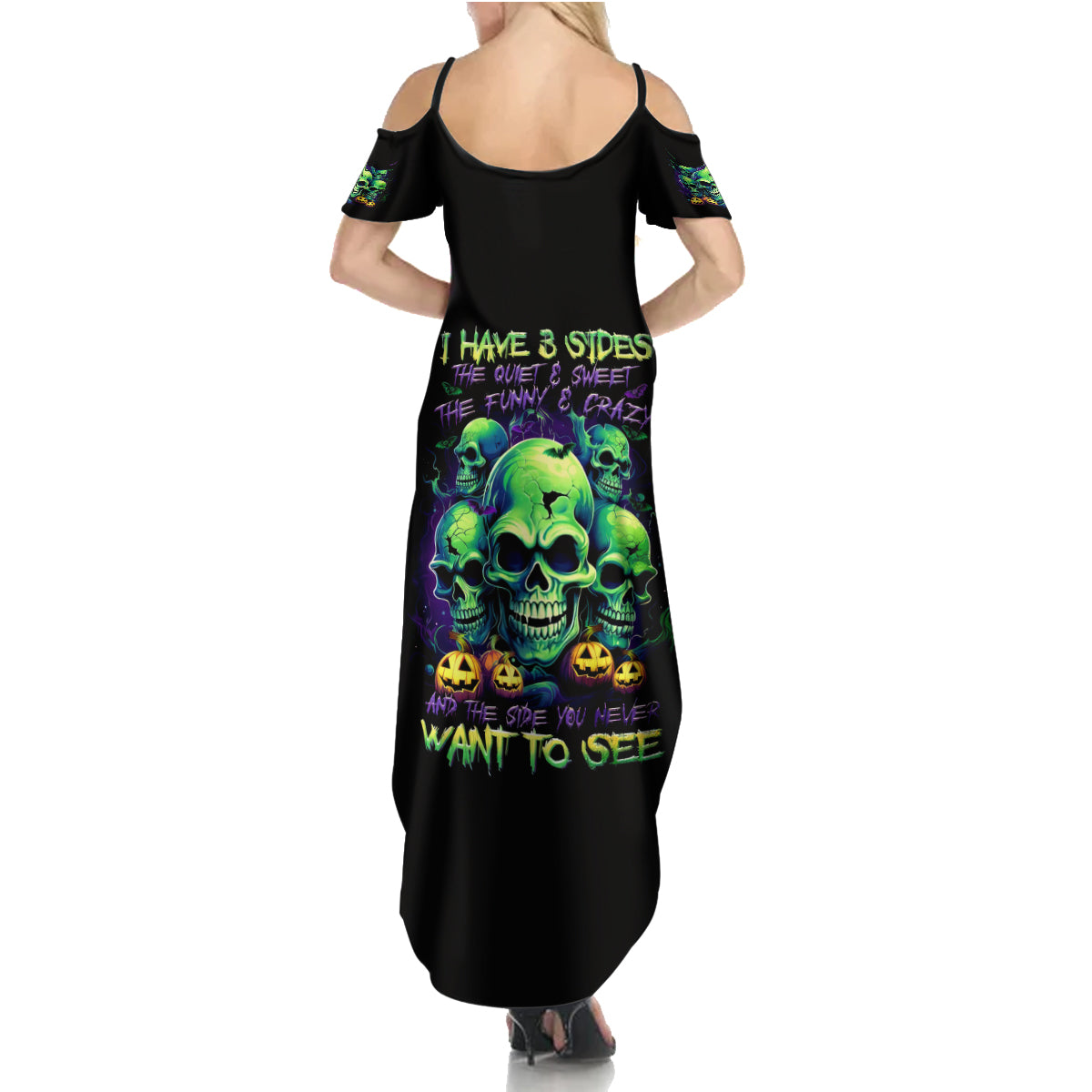 Flower Skull Summer Maxi Dress Don't Try To Figured Me Out I Special Kind Fire Flower DT01