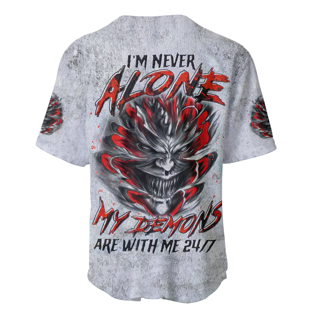 Devil Skull Baseball Jersey I Never Alone My Demon With Me 24/7 - Wonder Print Shop