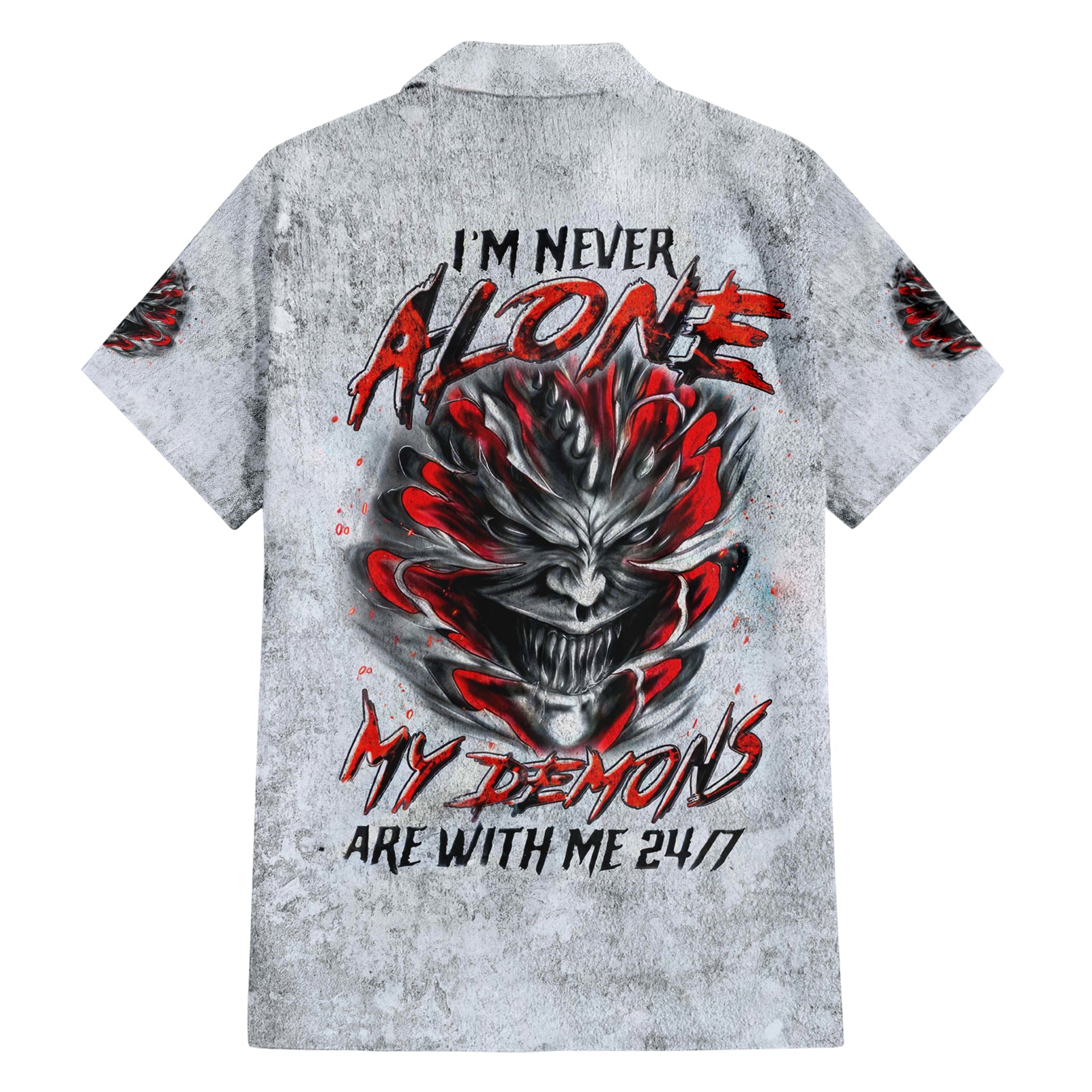 Devil Skull Hawaiian Shirt I Never Alone My Demon With Me 24/7 - Wonder Print Shop