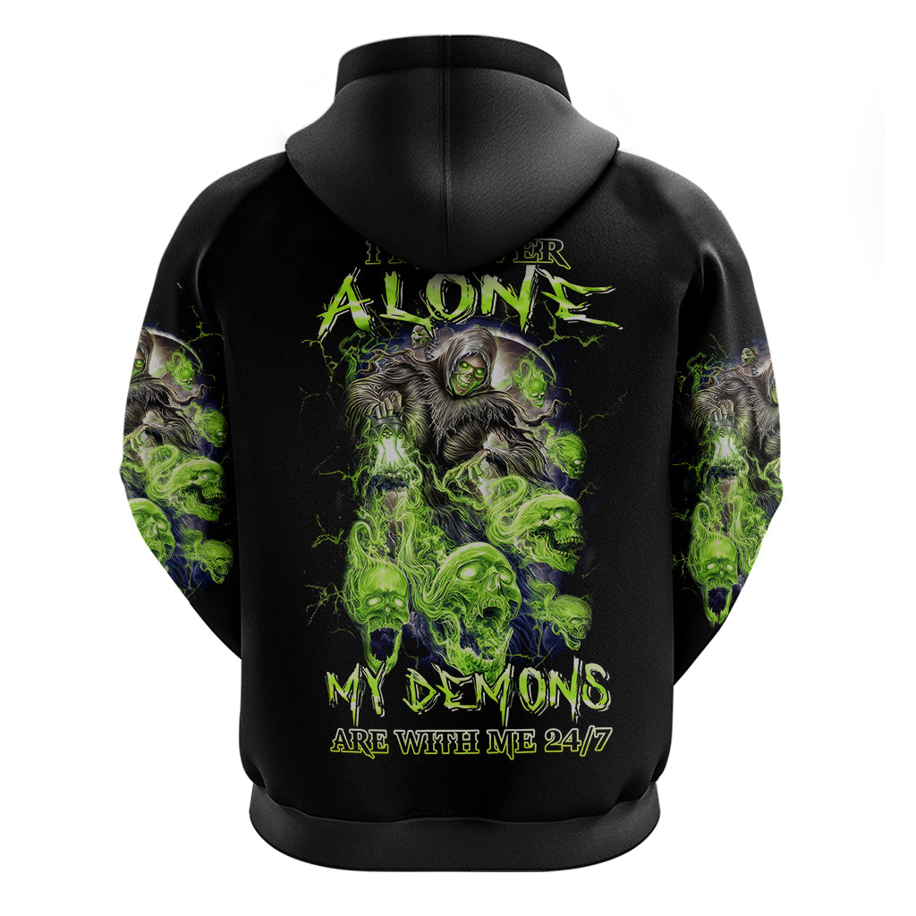 Death Skull Hoodie I Never Alone My Demon With Me 24/7 - Wonder Print Shop