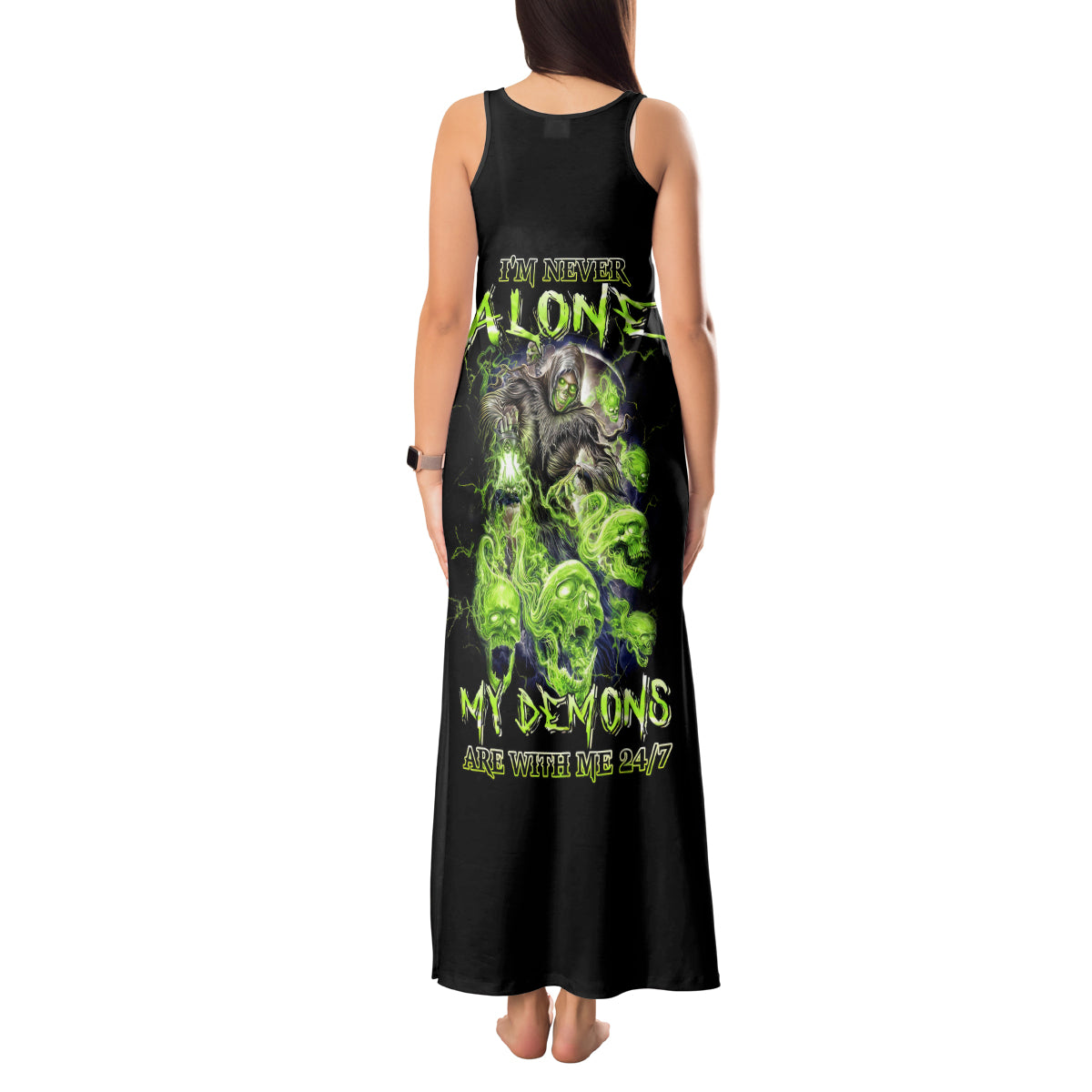 Flower Skull Tank Maxi Dress I Blunt Because God Rolled Me That Way DT01