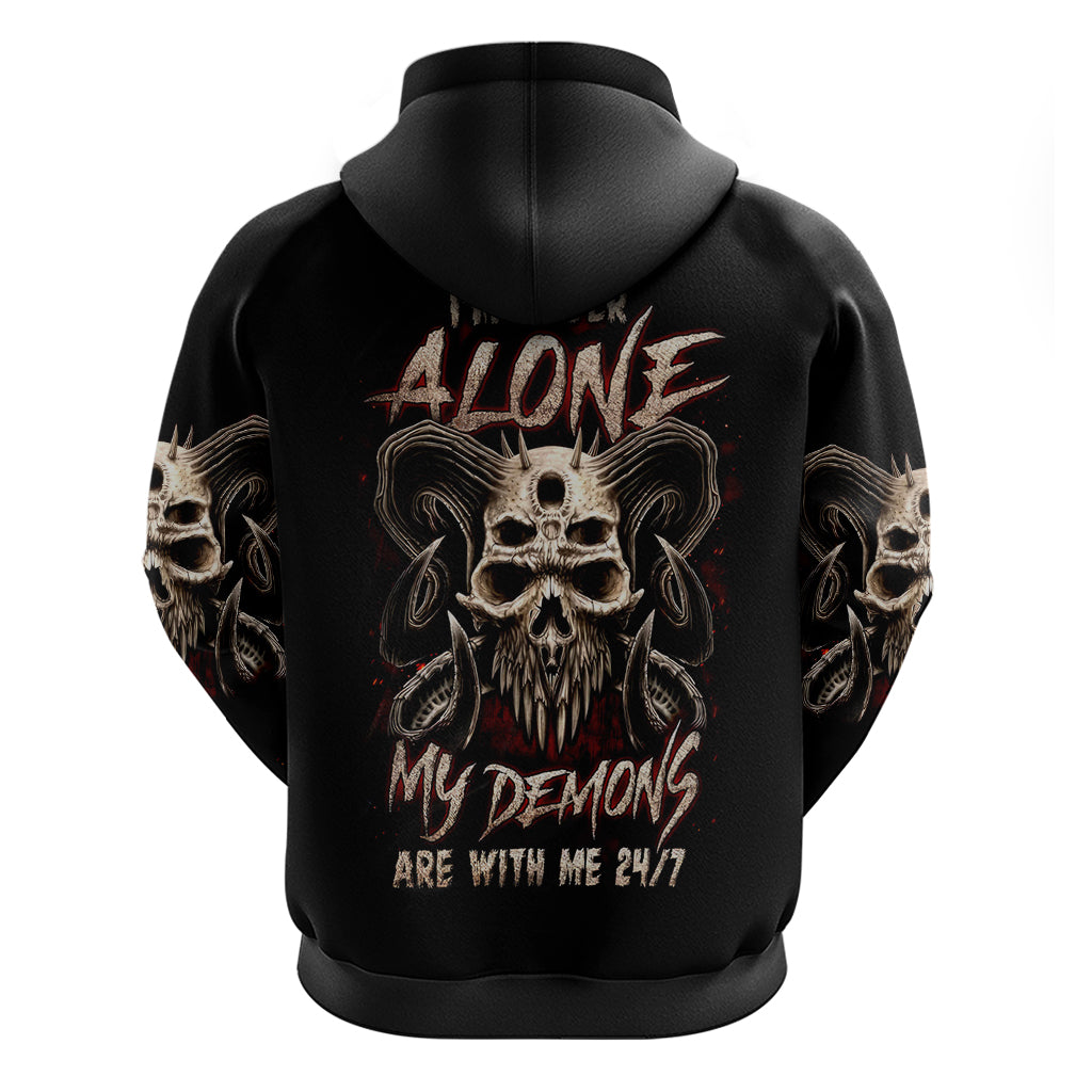 Satan Skull Hoodie I Never Alone My Demon With Me 24/7 - Wonder Print Shop