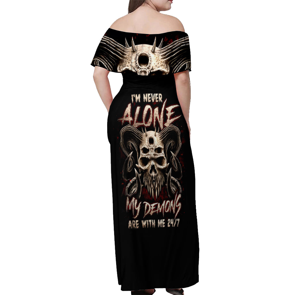 Flower Skull Off Shoulder Maxi Dress I Try To Avoid Drama - Wonder Print Shop