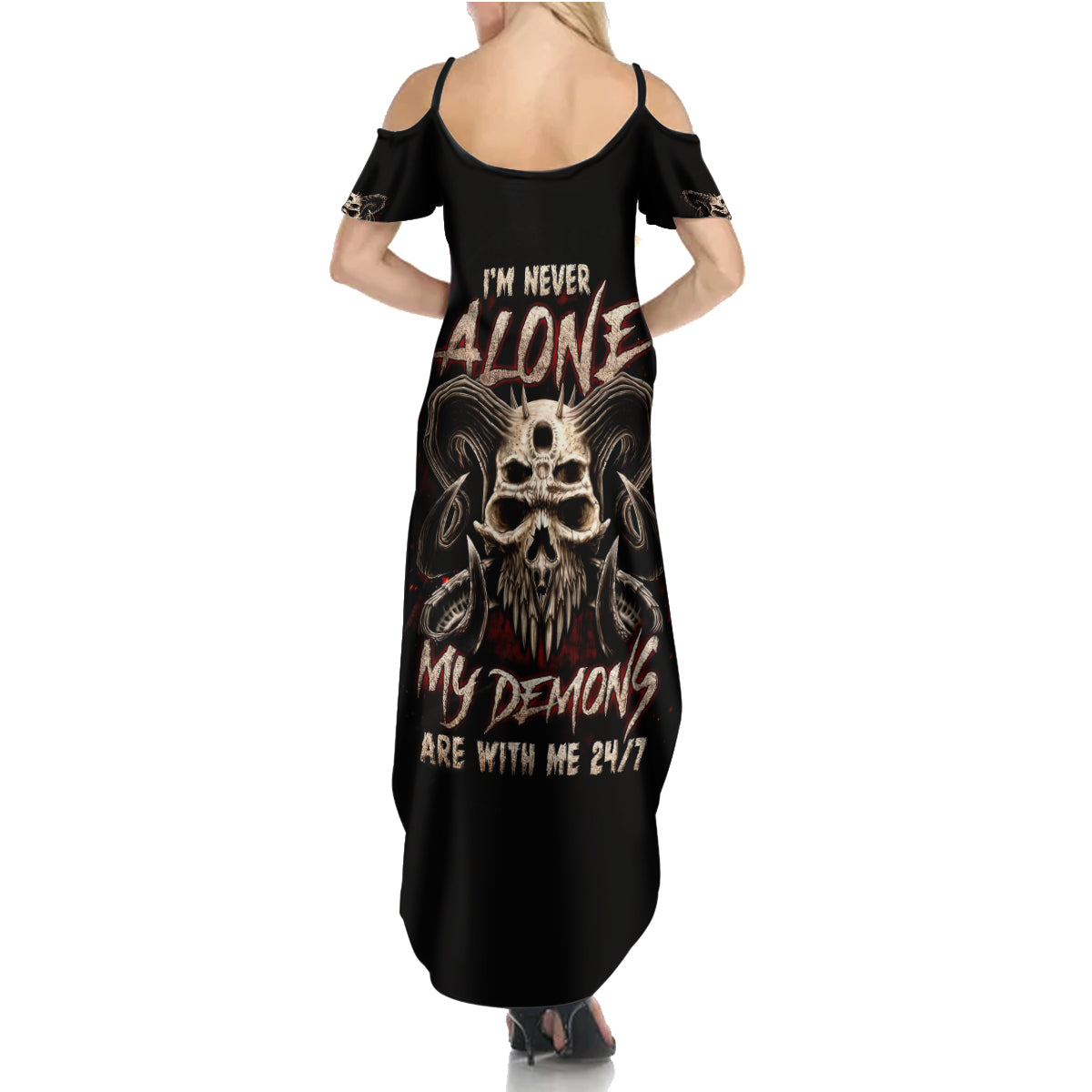 Flower Skull Summer Maxi Dress I Try To Avoid Drama DT01