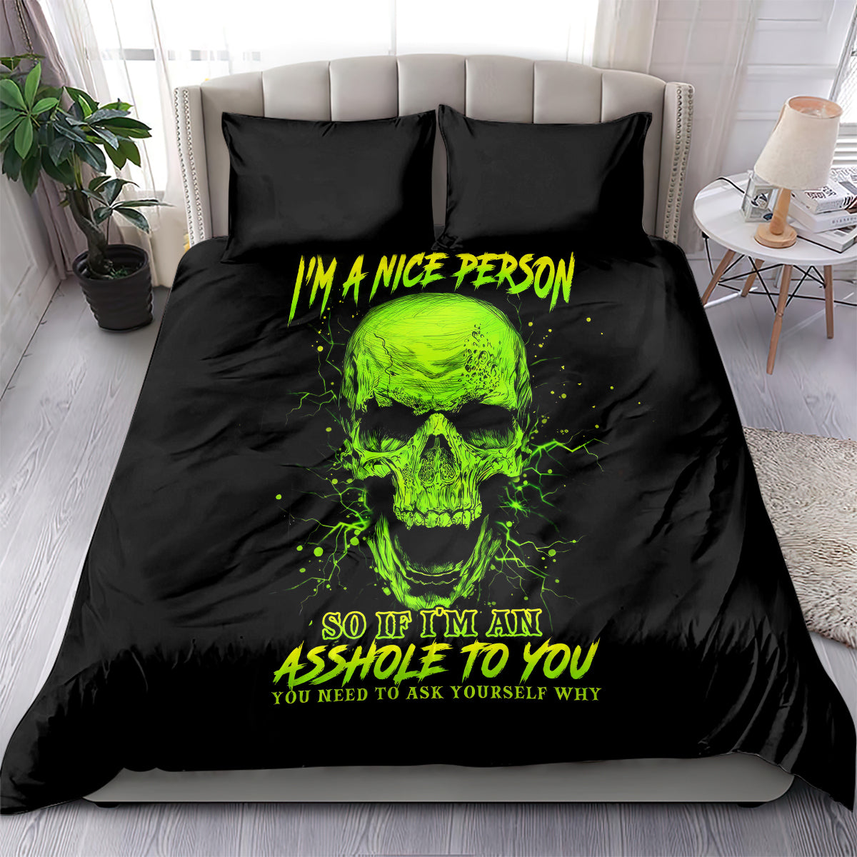 Thunder Skull Bedding Set I'm A Nice Person So If I'm An Asshole You Need To Ask Yourself - Wonder Print Shop