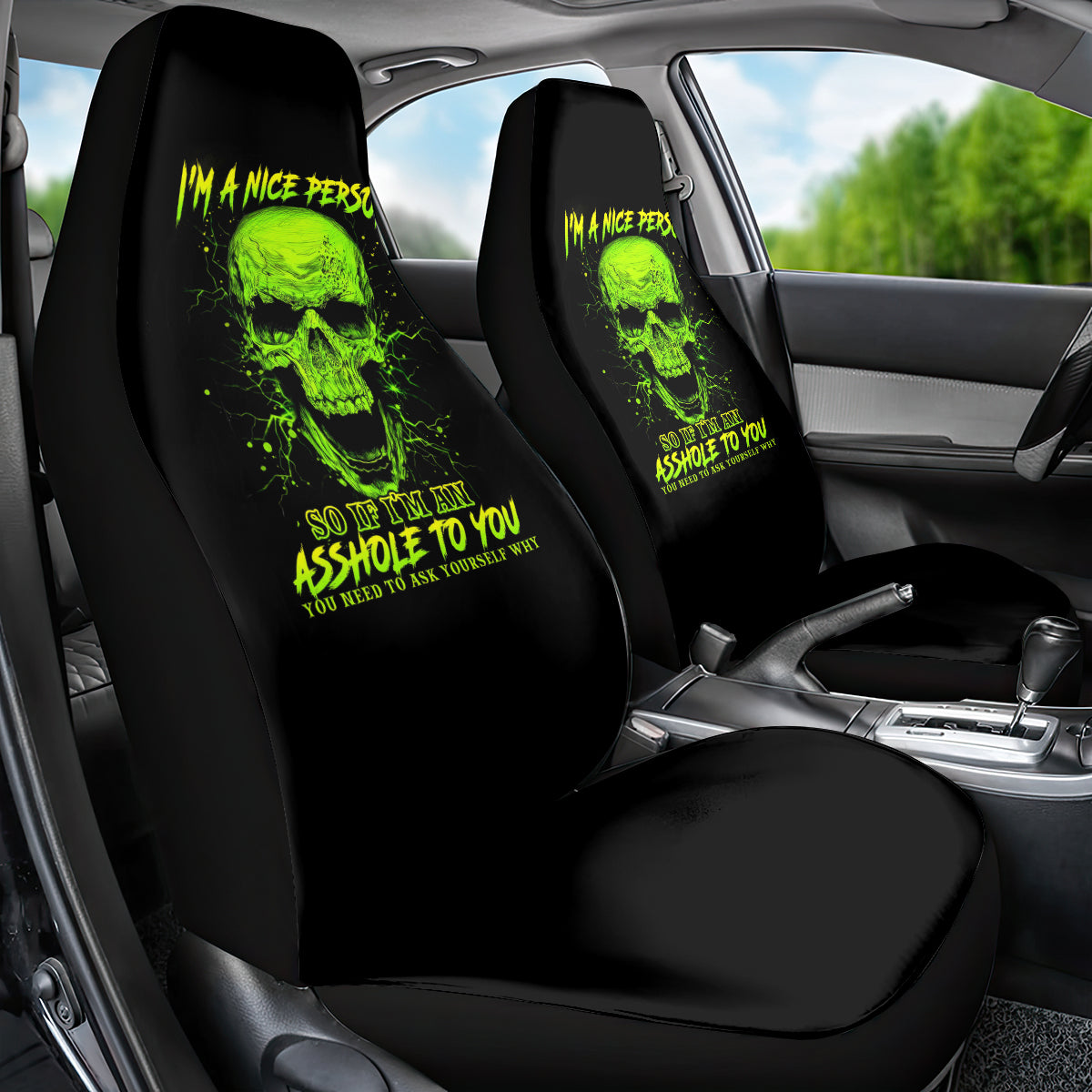 Thunder Skull Car Seat Cover I'm A Nice Person So If I'm An Asshole You Need To Ask Yourself - Wonder Print Shop