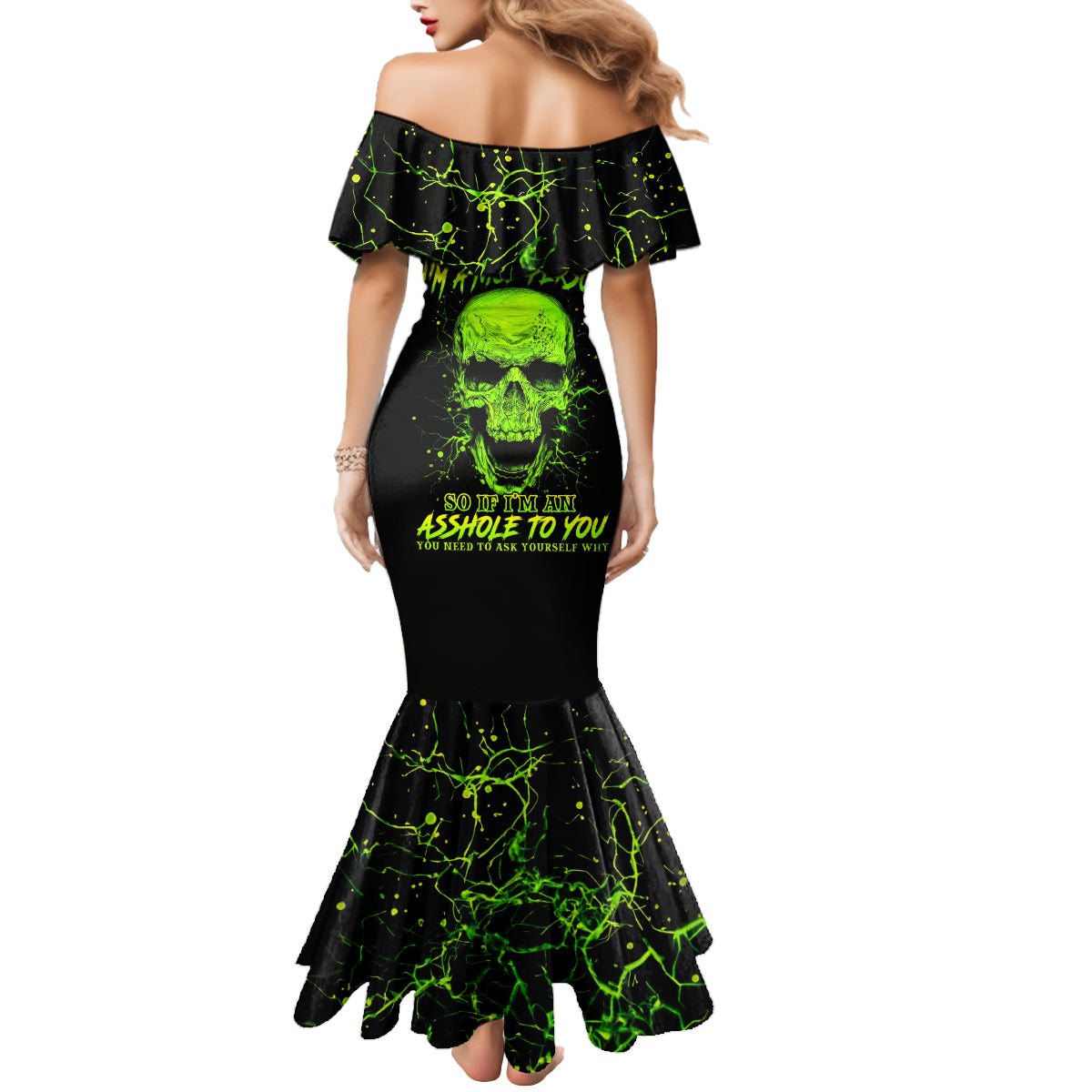 Flower Skull Mermaid Dress Iam A Sweet Girl Full Of Crazy - Wonder Print Shop