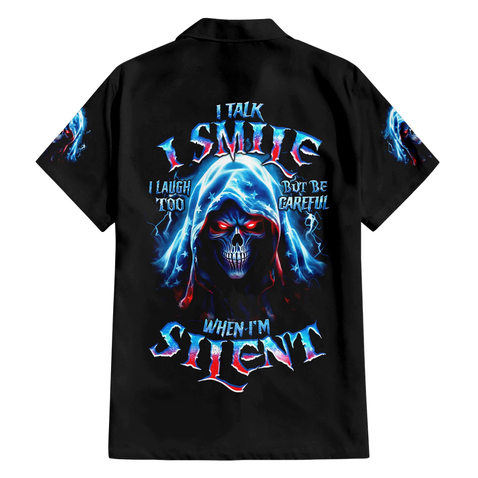 American Skull Hawaiian Shirt I Talk I Smile But Be Carefull When I Silent - Wonder Print Shop