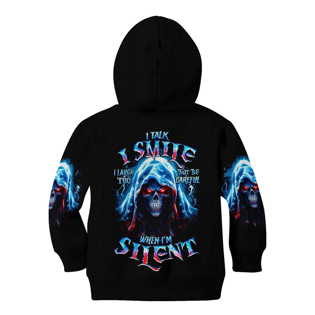 American Skull Kid Hoodie I Talk I Smile But Be Carefull When I Silent - Wonder Print Shop