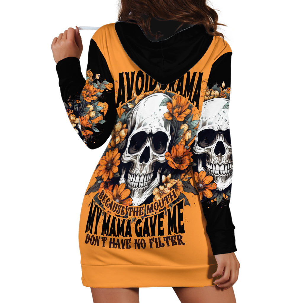 Flower Skull Hoodie Dress I Try To Avoid Drama - Wonder Print Shop