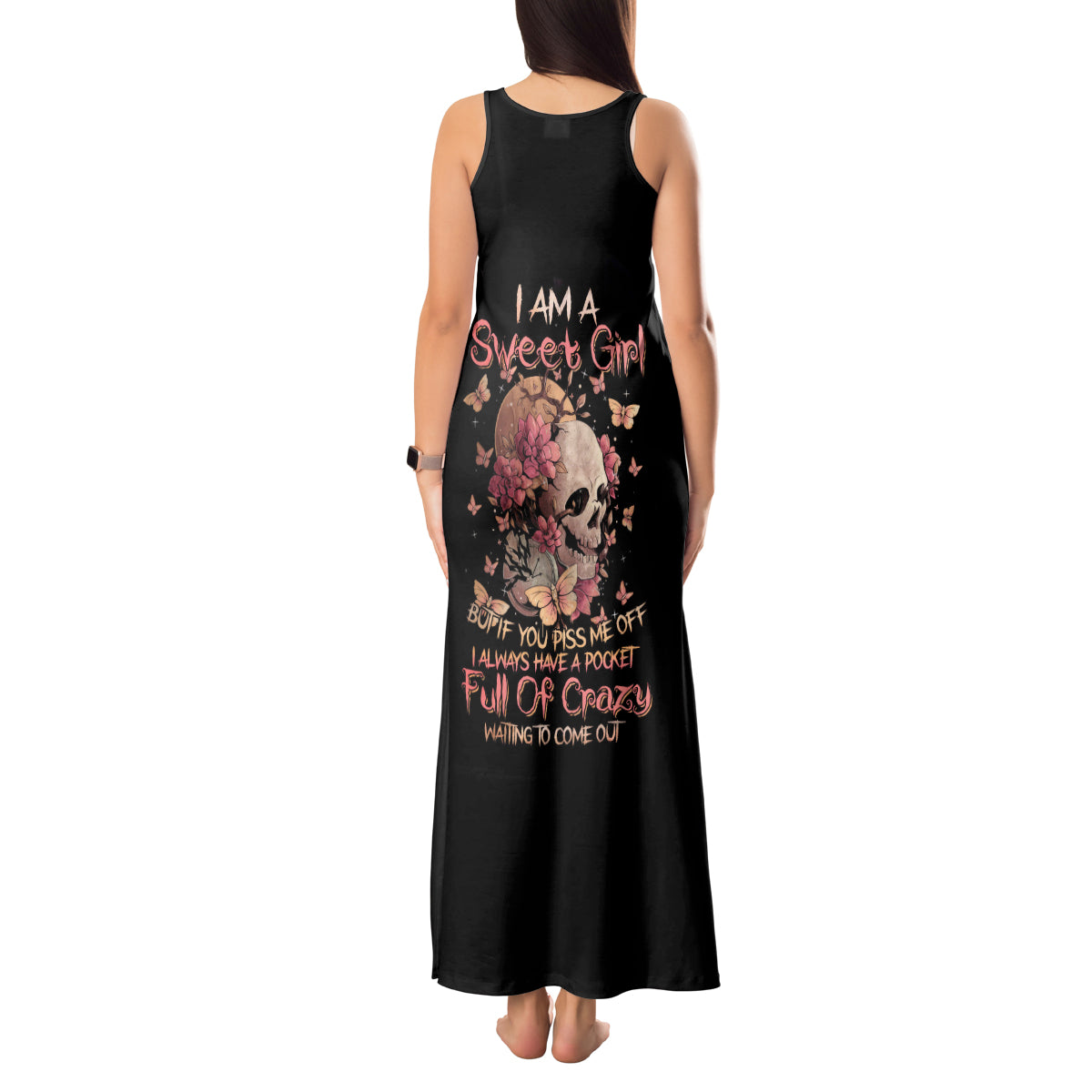 Graffiti Skull Tank Maxi Dress I Talk I Smile But Be Carefull When I Silent DT01